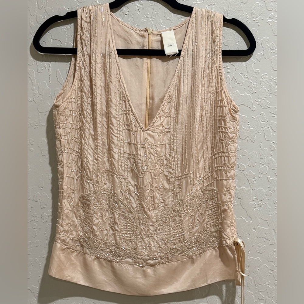 Rare Vintage MIST Antwerp Silk Beaded Top - 90s Belgian Designer